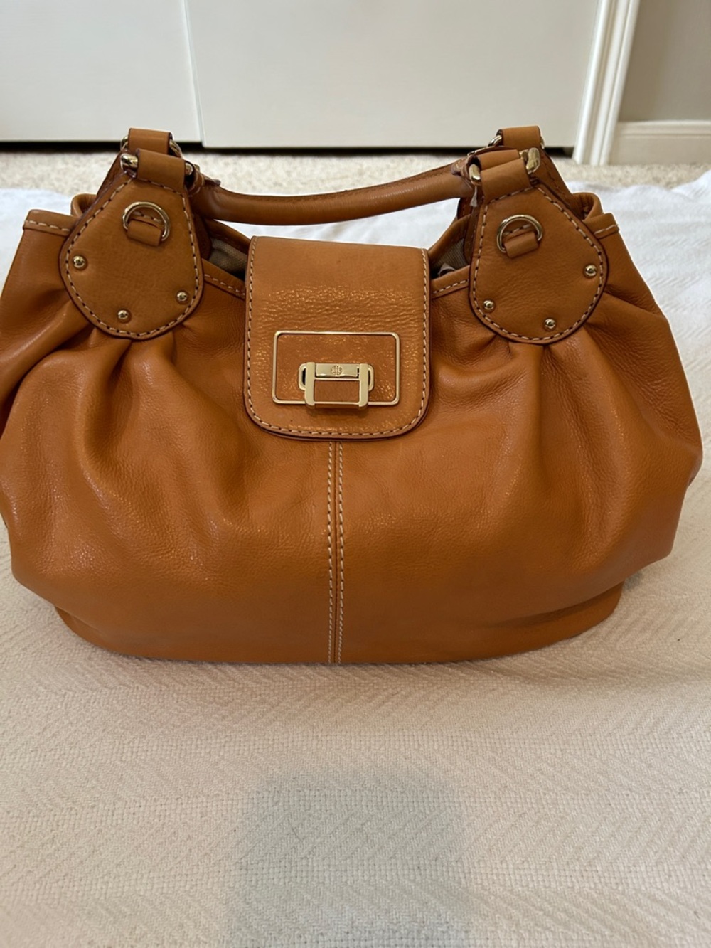 ANTONIO MELANI Cognac Leather Shoulder Bag